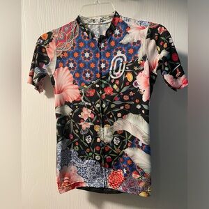 Floral Mosaic Short-Sleeve Women’s Cycling Jersey - Black & Multicolor